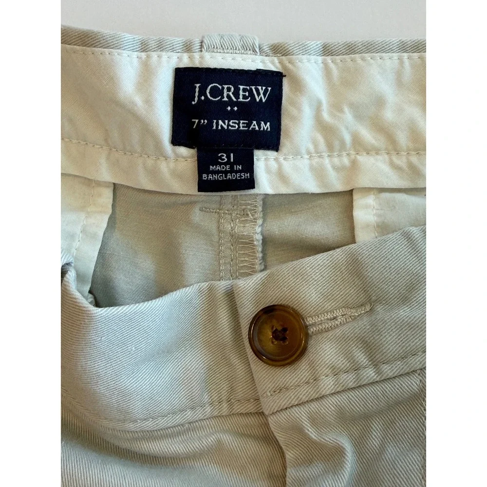 J.Crew Womens Chino Shorts Beige 7 Inch Inseam Size 31 Stretch Cotton Twill‎